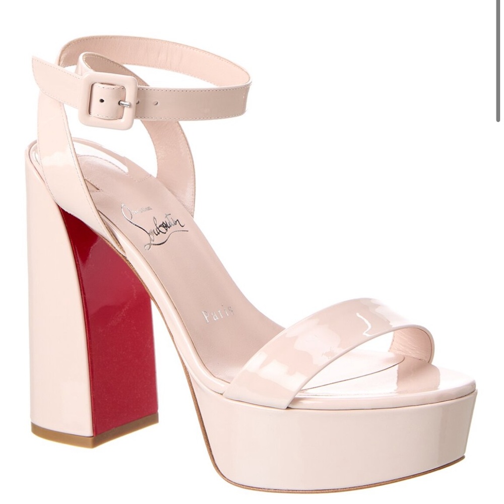 Christian Louboutin Movida Sabina 130 Patent Platform Sandal in Leche